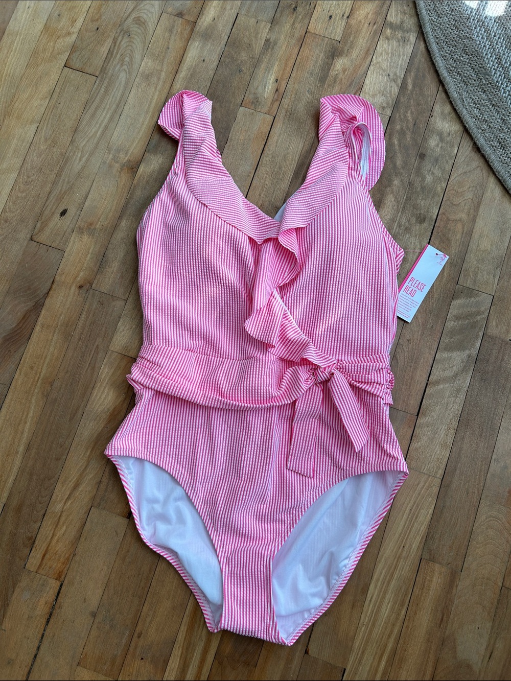 Lilly Pulitzer Pink Seersucker Ruffle One-Piece Swimsuit